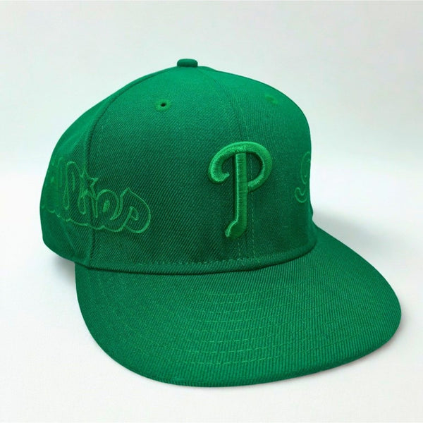 Philadelphia Phillies New Era 59FIFTY Fitted Hat 7 3/8 Green Monochrome Y2K MLB