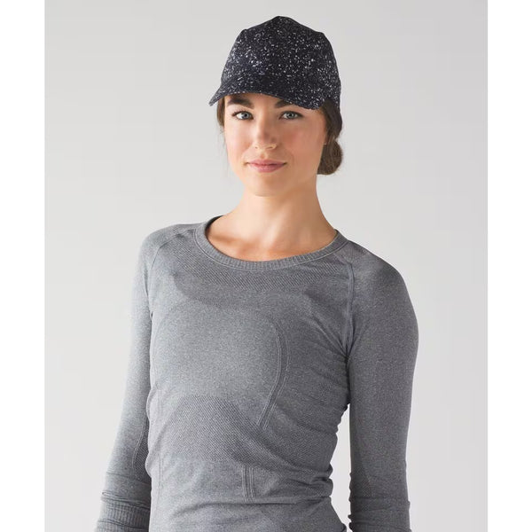 Lululemon Race To Place Run Hat 2.0 Black White Splatter EUC Adjustable