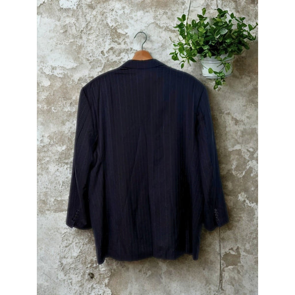 Burberry London 100% Wool Pinstripe Blazer Sport Coat Jacket 46L Vintage