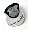Black Clover Live Lucky Hat White Green Clover L/XL Flex Fit Golf Cap EUC