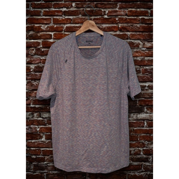 RHONE Reign Tee Shirt Men's L Purple Space Dye Performance Stretch Gym Athletic