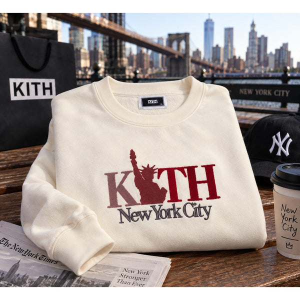 Kith NYC Liberty Color Crewneck Sweatshirt Men's XL Cream 2025 Exclusive NWOT