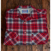 Pendleton Board Shirt Jacket Shacket Red Plaid Wool Loop Collar Men’s L USA