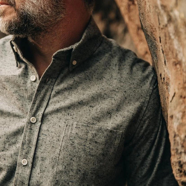 Taylor Stitch The Jack Shirt Men's 2XL 46 Charcoal Donegal Nep Organic Cotton