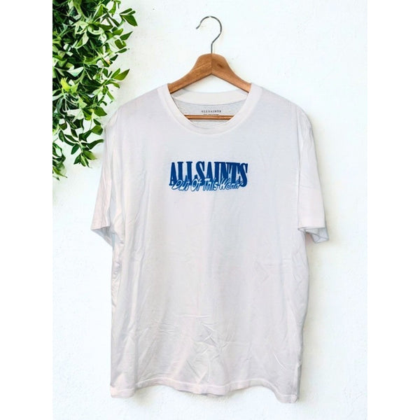 AllSaints Orbit Crew T Shirt Mens Small White Out Of This World Relaxed Fit