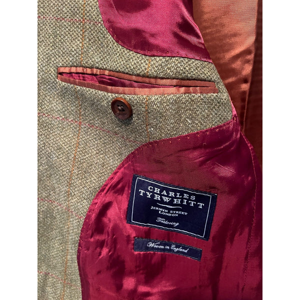 Charles Tyrwhitt Wool Windowpane Tweed Blazer Sport Coat 44R Woven in England