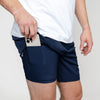 Rhoback Grit Gym Shorts 7" Lined Stretch Blue Athletic Large Performance NWOT