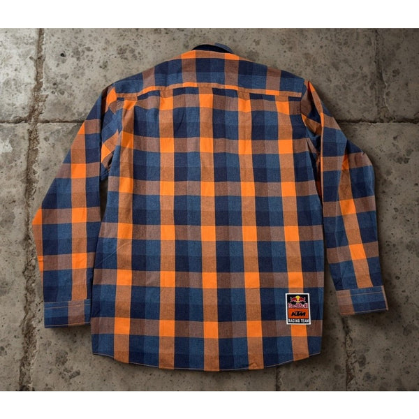 Red Bull KTM Racing Team Flannel Shirt 2XL Orange Plaid Button Up NWOT Moto