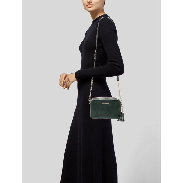 Michael Kors Ginny Leather Crossbody Bag Green EUC MSRP $248
