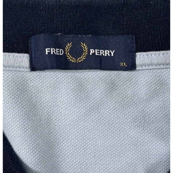 Fred Perry Polo Shirt Mens XL Blue Stripe Short Sleeve Collared Mod Casual