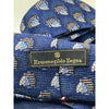 Ermenegildo Zegna 100% Silk Tie Navy Blue Diamond Medallion Italy Luxury