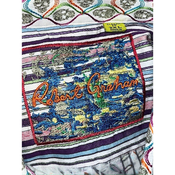 Robert Graham AOP Abstract Print Shirt 2XL Classic Fit Short Sleeve Multicolor