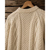 Carraig Donn Aran Irish Wool Sweater Men's S Cream Cable Knit Fisherman Handmade