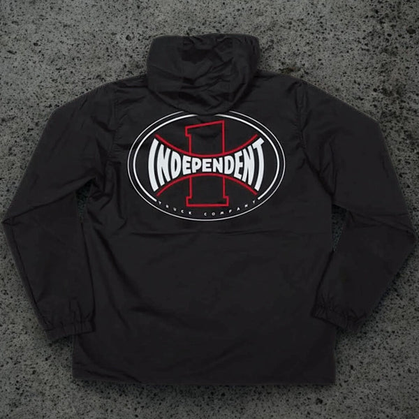 Independent Truck Company Y2K Anorak Windbreaker Jacket Mens XL Black Hooded ITC