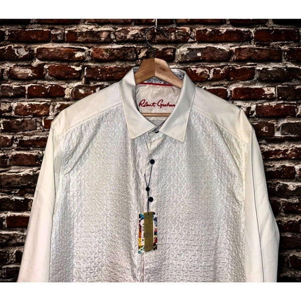 Robert Graham Dominic White Textured Shirt 3XL Classic Fit NWT Luxury Button