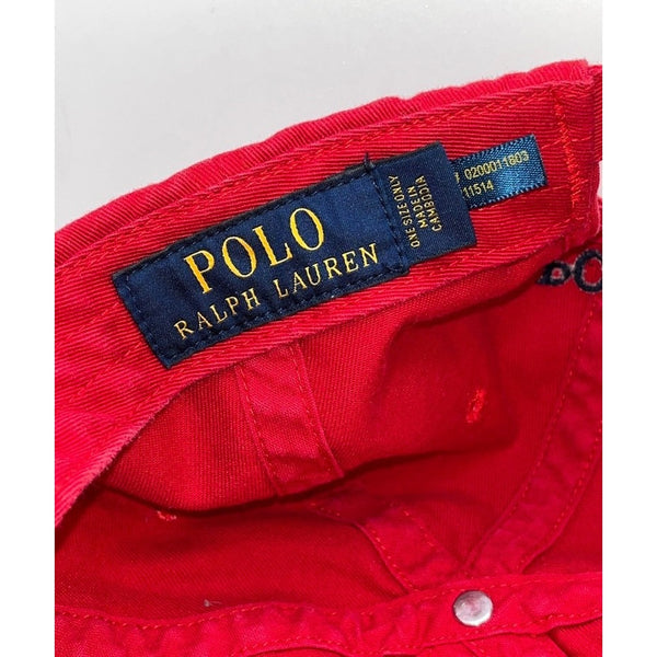 Polo Ralph Lauren Red Strapback Hat Black Pony Logo Adjustable Dad Cap Cotton