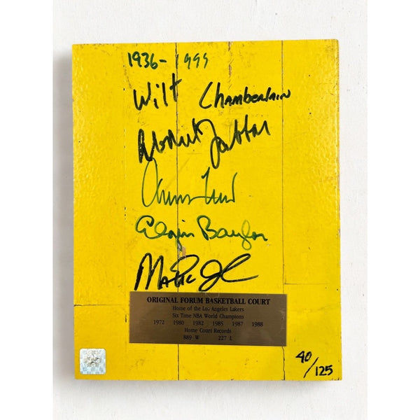 Los Angeles Lakers Forum Floor Signed Jabbar Magic West Baylor 40/125 SSG COA