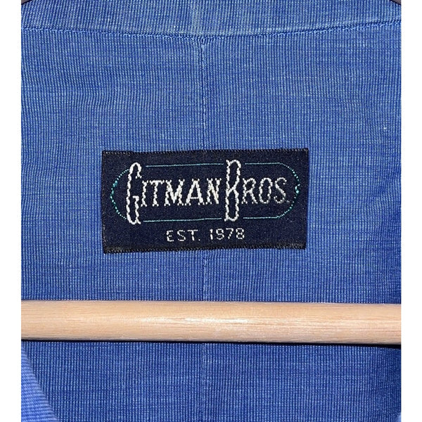 Gitman Bros Blue Oxford Button Up Shirt Mens 17.5 35 USA Long Sleeve Vintage