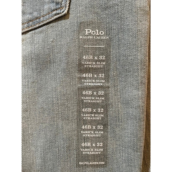 Polo Ralph Lauren Varick Slim Straight Jeans 46B X 32 NWT Light Blue Stretch