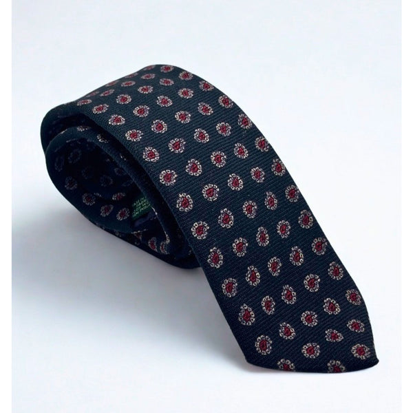 Polo Ralph Lauren Wool Tie Handmade USA Vintage Navy Paisley Dot England
