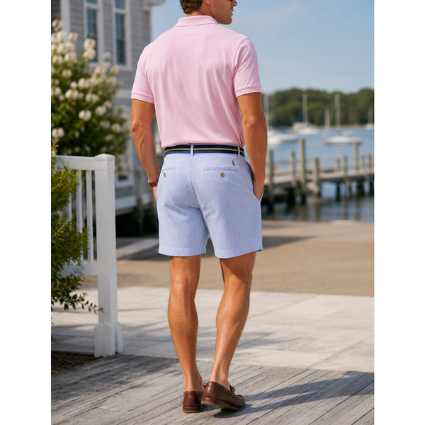 Polo Ralph Lauren Blue White Seersucker Stretch Classic Fit Shorts Sz. 34 NWT