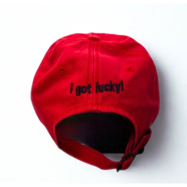 Snapple 2004 Lemons R Lucky Red Hat Adjustable Baseball Cap Buckle Strap Vtg