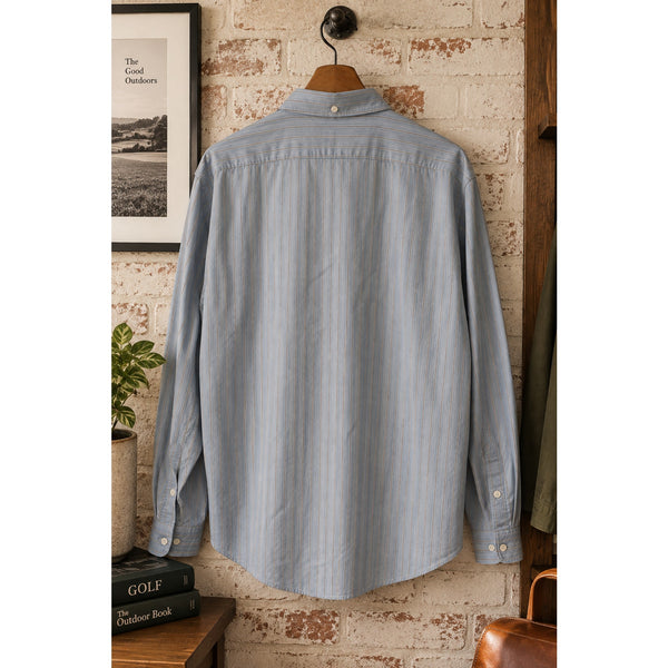 Taylor Stitch The Jack Parkway Stripe Shirt Men's 2XL 46 Organic Cotton Blue