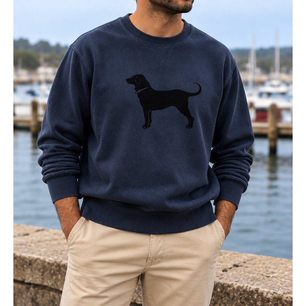 The Black Dog V Stitch Crewneck Sweatshirt Medium Navy Blue Martha's Vineyard