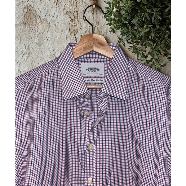 Charles Tyrwhitt Dress Shirt Non Iron Extra Slim Fit Check Men's 16/33