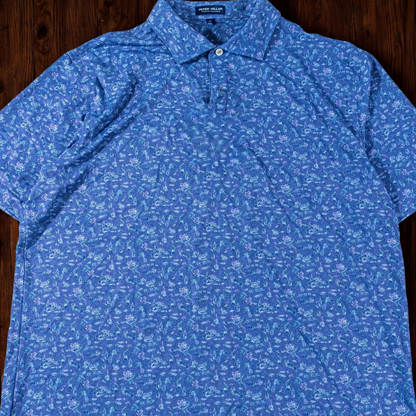 Peter Millar Crown Crafted Summer Comfort All Over Print Poker Night Polo XL NWT