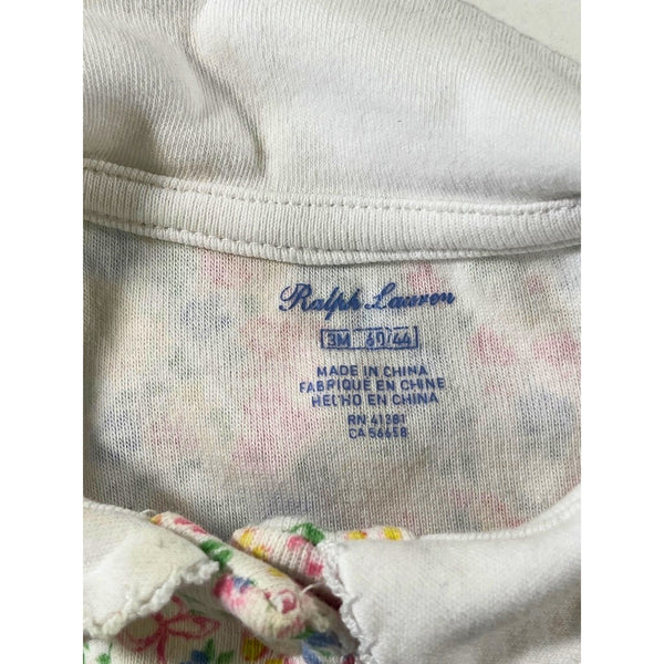 Ralph Lauren Baby Floral One Piece Romper Long Sleeve Pink Blue 3M Infant