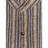 J. Peterman Grandad Band Collar Shirt Sz. XL Striped Brass Button Cotton Vintage