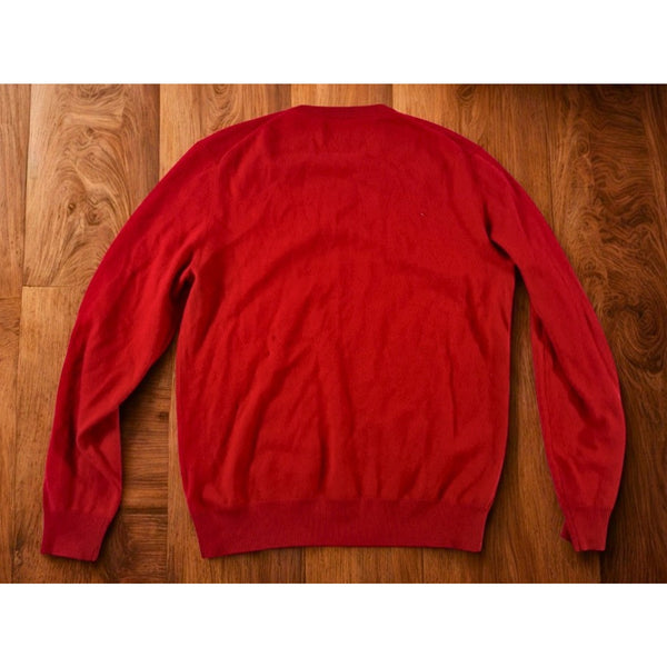 Black Brown 1826 Men’s Red 100% 2-Ply Cashmere V-Neck Sweater Size M Luxury