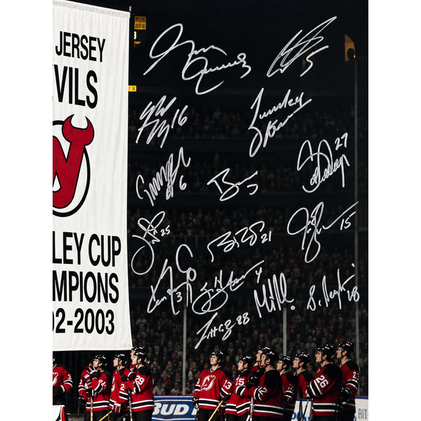 New Jersey Devils 2002-03 Stanley Cup Team Signed Framed Photo Brodeur Stevens