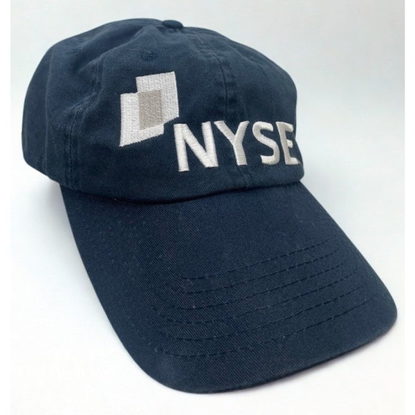 NYSE New York Stock Exchange Leather Strap Dad Hat Navy Cotton Adjustable Cap