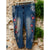 DESIGUAL Floral Embroidered Womens Graphic Skinny Jeans 30X27 18SWDD59 Y2K Vibes