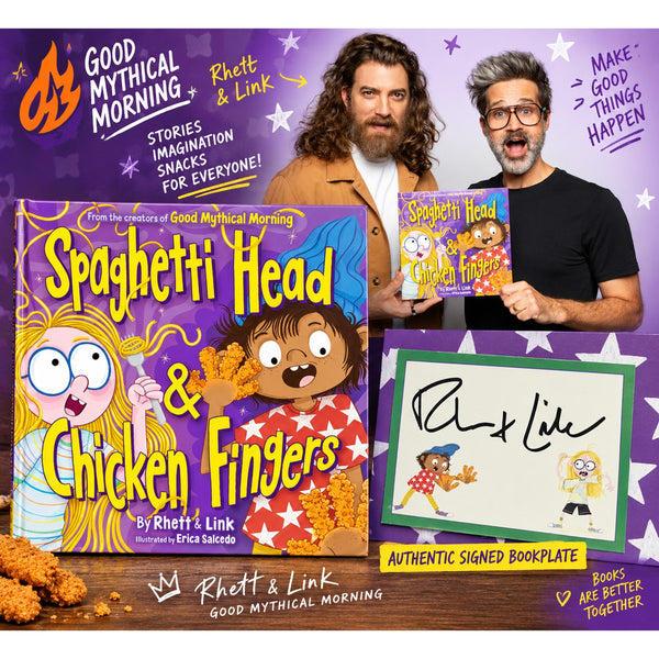 Spaghetti Head & Chicken Fingers Rhett & Link Signed Bookplate GMM New Sold Out