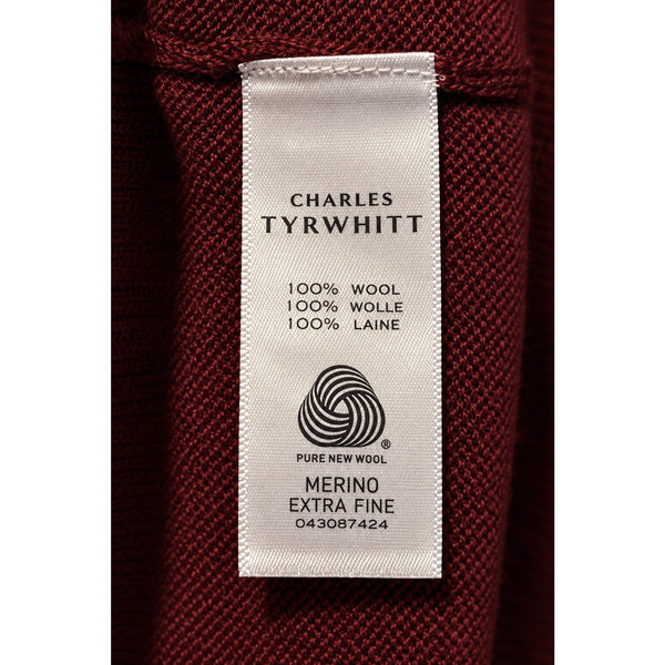 Charles Tyrwhitt Merino Wool 1/4 Zip Sweater Mens S Burgundy Extra Fine Pullover