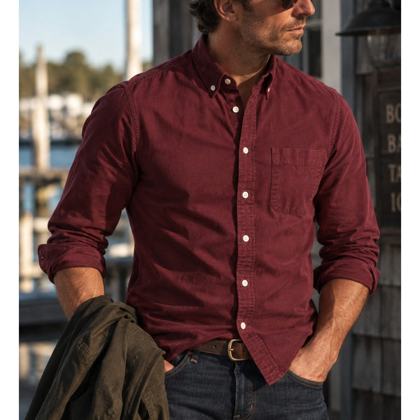 Taylor Stitch The Jack Oxford Shirt Men's 2XL 46 Burgundy Organic Cotton Button