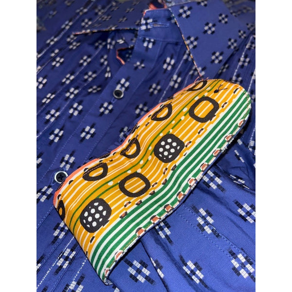 Robert Graham Textured Shirt Sz. 3XL Blue Geometric Flip Cuff Button EUC