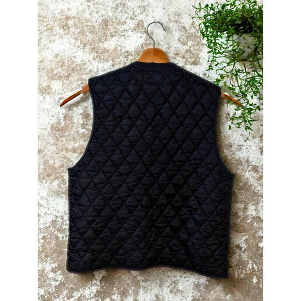 J.Crew Oarsman Quilted Vest Black White Lined Men’s S Made in Korea Nylon Vtg.