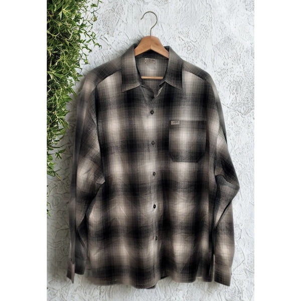 CALTOP Pewter Gray Ombre Old School Lowrider Chicano Biker Flannel Shirt XL NWOT