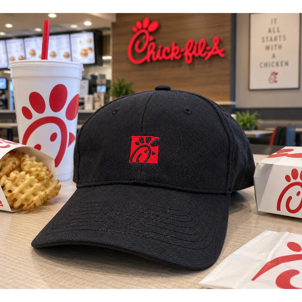Chick-fil-A Team Member Work Hat Black Strapback OSFM Employee Uniform Cap NWOT