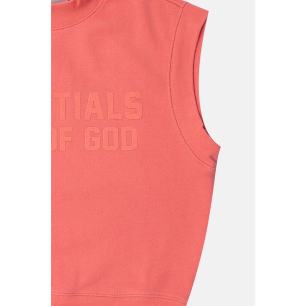 Fear of God Essentials Sweatshirt Vest Adult Size 12 Pink Coral Mock Neck Fleece