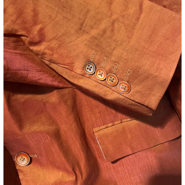 Robert Graham Linen Blend Blazer Sport Coat Jacket Orange Classic Fit Sz 42 NWOT