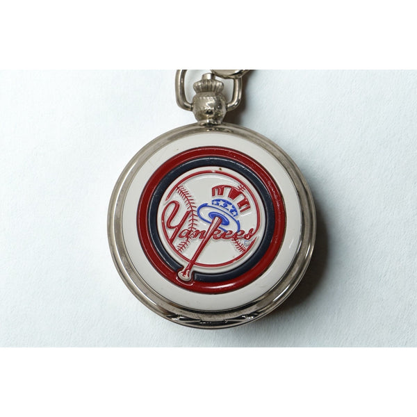 New York Yankees Danbury Mint Pocket Watch Chain Leather Belt Pouch MLB Rare