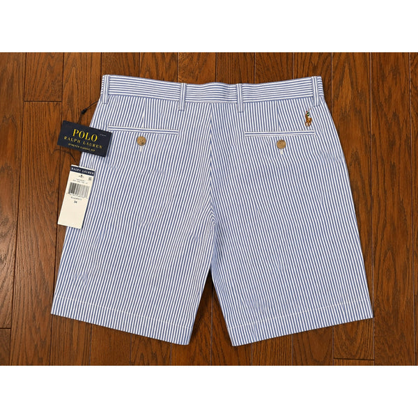 Polo Ralph Lauren Blue White Seersucker Stretch Classic Fit Shorts Sz. 34 NWT