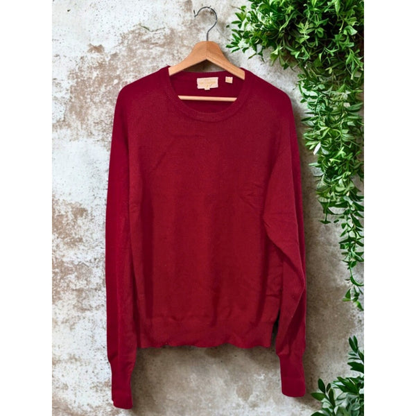 100% Cashmere 2-Ply Knit Pullover Sweater Red Size L Classic (Damage) Vintage