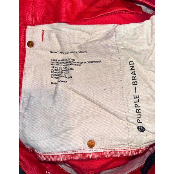 Purple Brand P001 Red Patent Leather Film Jeans Men’s 34x33 Skinny Low Rise