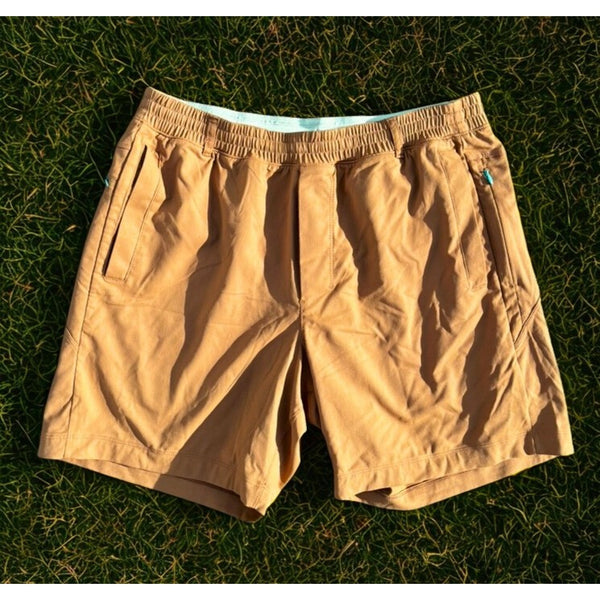 Birddogs XL Regular Khaki Tan Shorts Built-In Liner Athletic Swim Gym Golf EUC